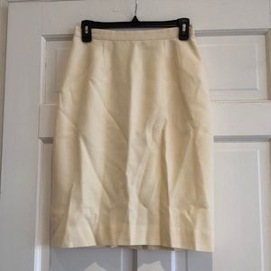 100% Wool Cream Skirt with Back Slit, Part of Suit Set by Nolan Miller Vintage